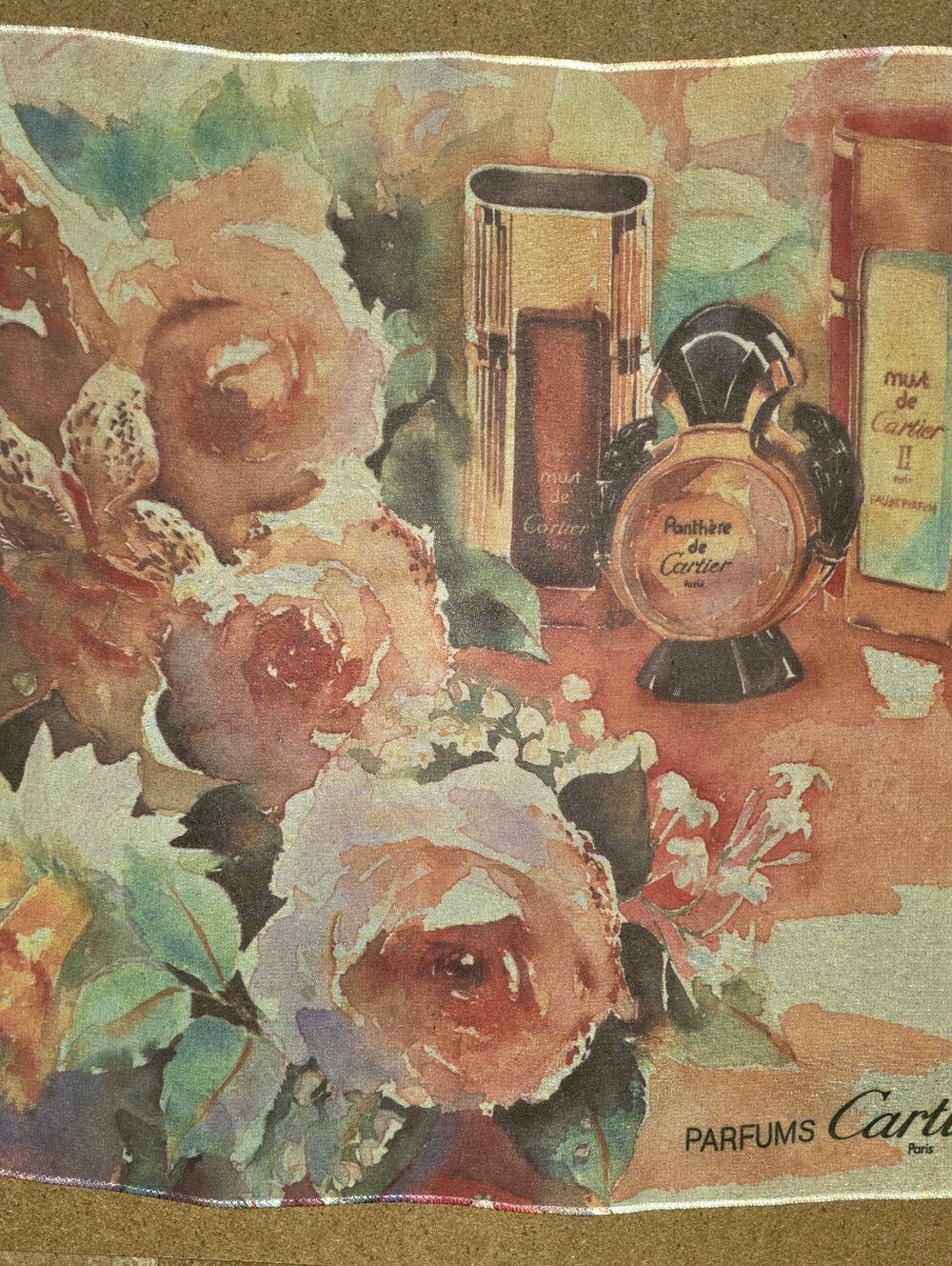 Origonal Cartier Perfume Handkerchief Size Silk.